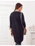 Plus Size dress with a longer back, black FK565 - Online store - Boutique